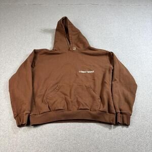 Lonely Ghost Hoodie Mens Small Brown Pullover Sweatshirt Graphic Streetwear Y2K